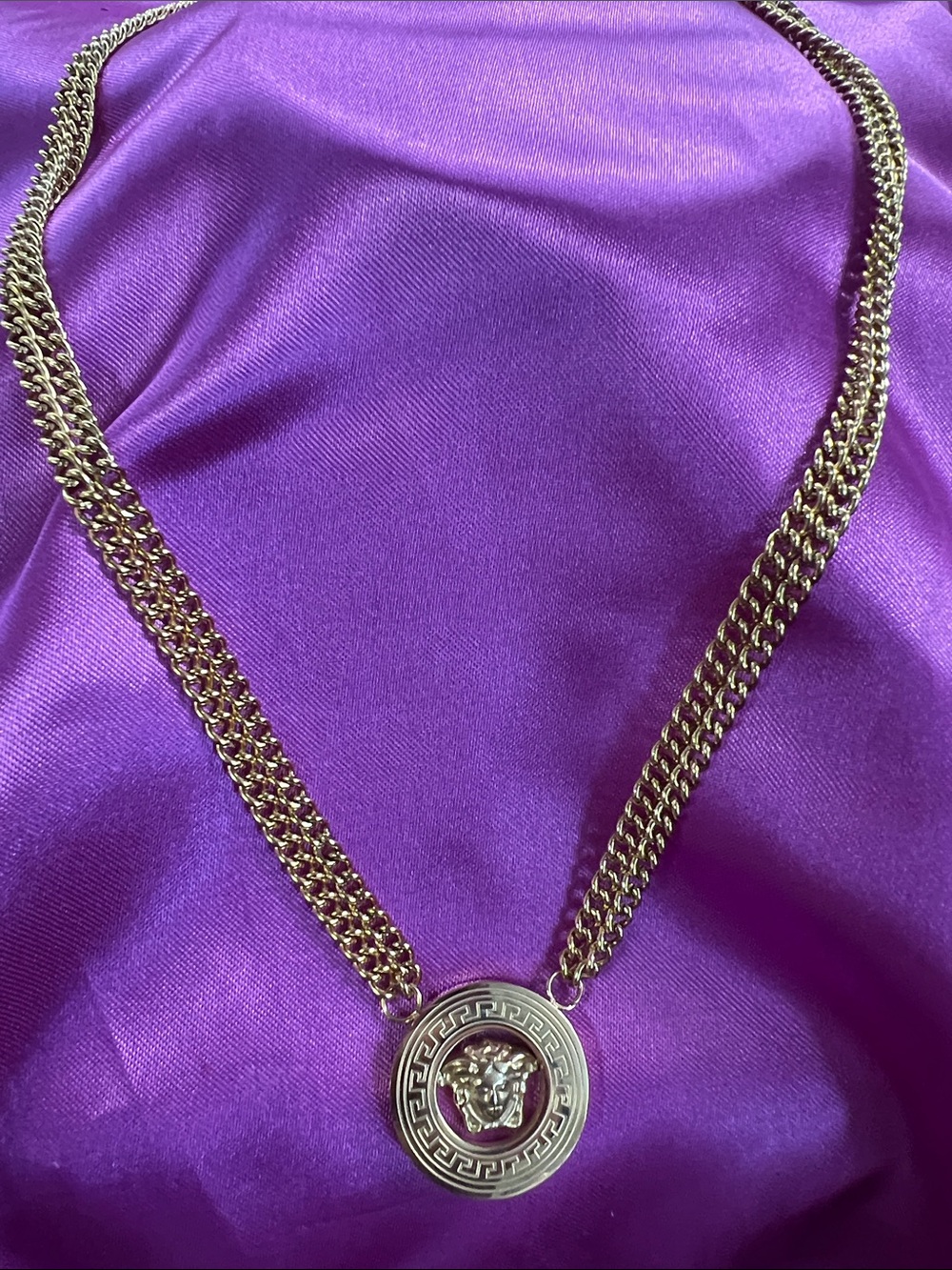 Versace Gold Medusa Round Pendant Necklace